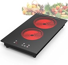 Electric Cooktop,Built-in and Countertop Electric Stove Top, 2100W 110V Electric Burner 9 Heating Level, Timer & Kid Safety Lock, Sensor Touch Control 2 Burner Electric Cooktop.