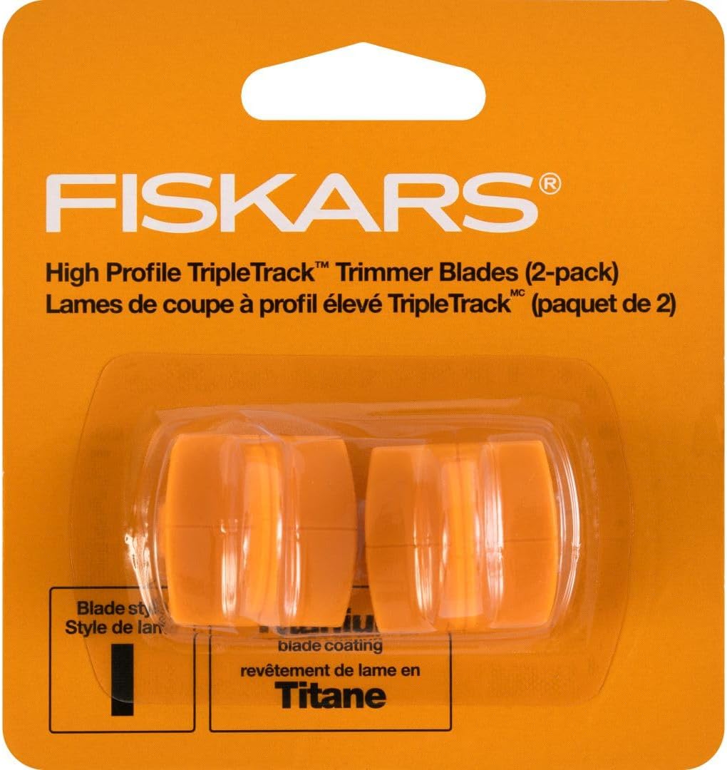 Fiskars TripleTrack Trimmer Replacement Blades - 2 Pack - High Profile Style I Blades for Cutting and Scoring - Arts and Crafts - Orange
