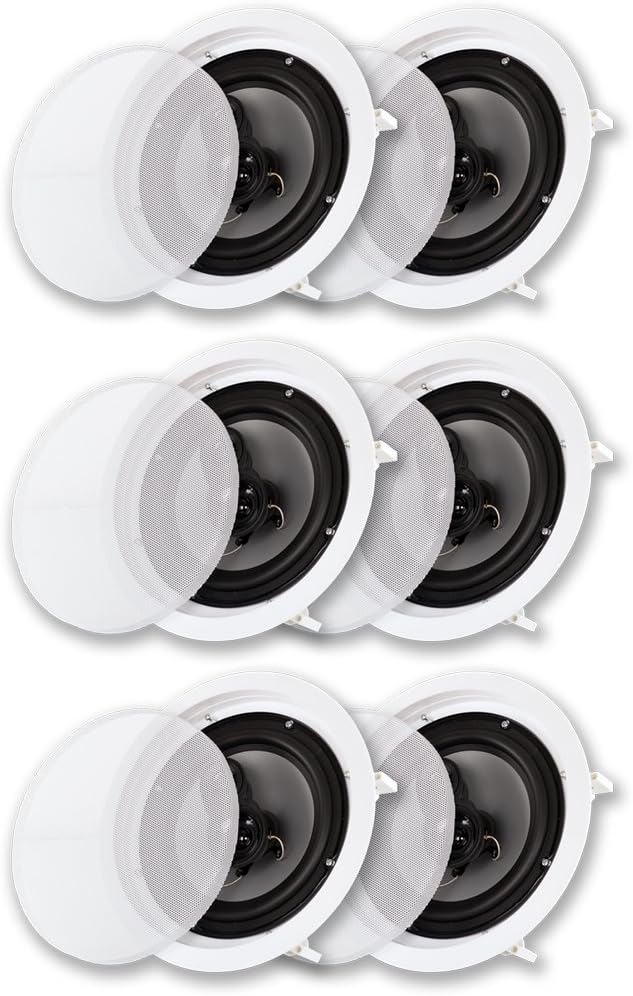Acoustic Audio CS-IC83 in Ceiling 8" Speaker 3 Pair Pack 3 Way Home Theater 2100 Watt