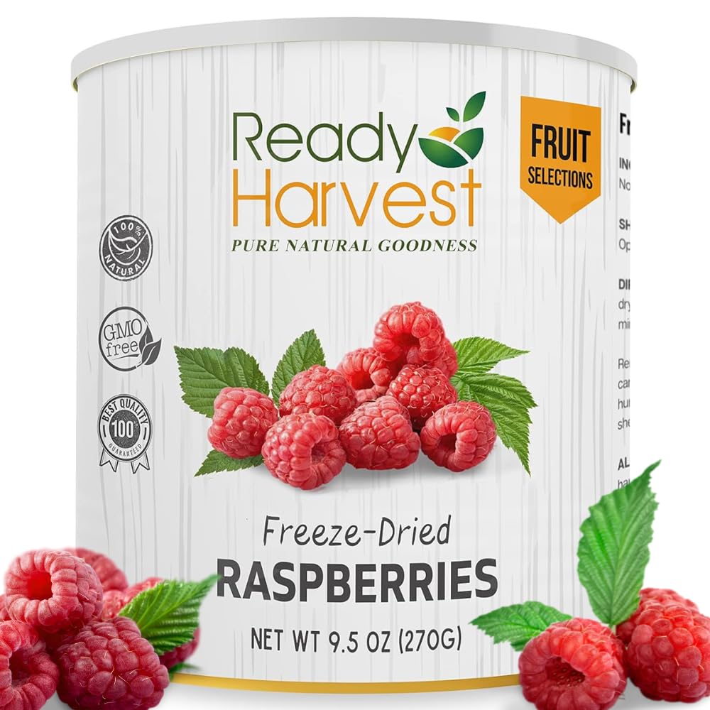 Ready Harvest Freeze Dried Food - Raspberries | Emergency Snacks | Long-Term Storage | #10 Can | 30-Year Shelf Life | Cans Filled to the Top