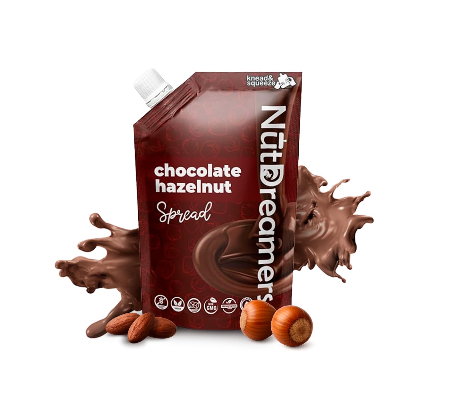 Nut Dreamers Chocolate Hazelnut Spread Vegan Keto-Friendly Gluten Free Sugar Free Snack Pouch with Hazelnuts and Cashews – Healthy Vegan Chocolate Sauce & Chocolate Spread 10 oz