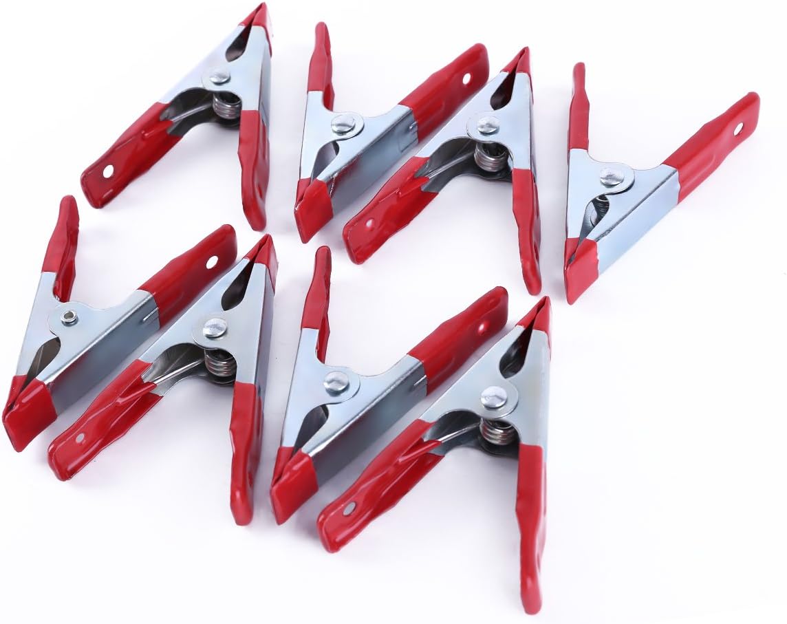 AKORD Strong Plastic Spring Clamps/Stall Clips Holder for Large Tarpaulin, Silver/Red, 8 x 4-Inch, Set of 8 Piece(8 x 4-Inch)
