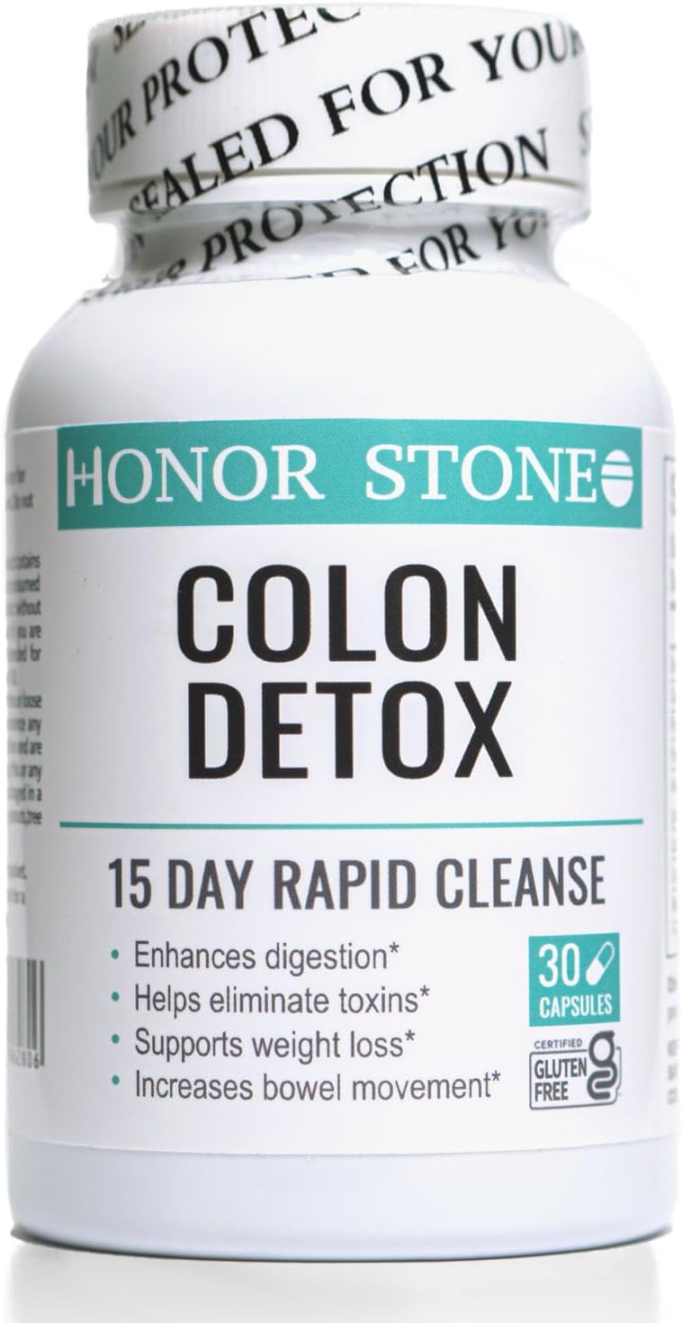 Honor Stone Colon Cleanse 15 Day Detox | Supports Weight Loss | Helps Eliminate toxins | Relieves Constipation & Bloating | Probiotics Support Gut Health | Herbal Stool Softener*