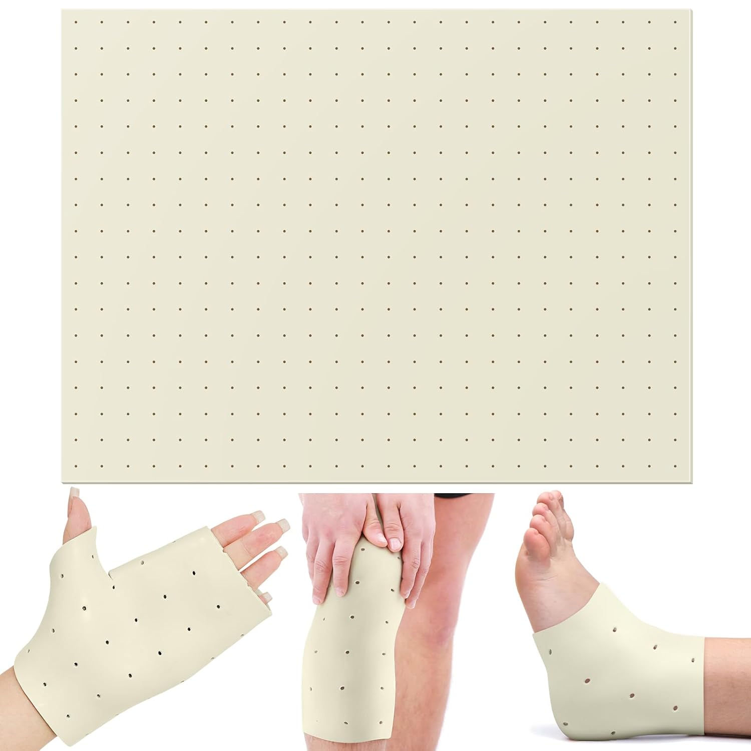 Threlaco Splinting Material Sheet 1/8" Width, 18" Length, 24" Height 1% Perforated Single Sheet Splinting Material Thermoplastic Sheet for Novice and Experienced Splinters, Beige