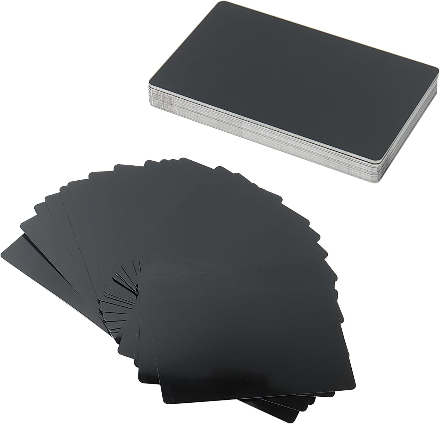 200Pcs 3.38 x 2.12 Inch Blank Metal Business Cards, 0.21mm Thickness Black Aluminium Name Visiting Card Blanks for Engraving, 86 x 54mm