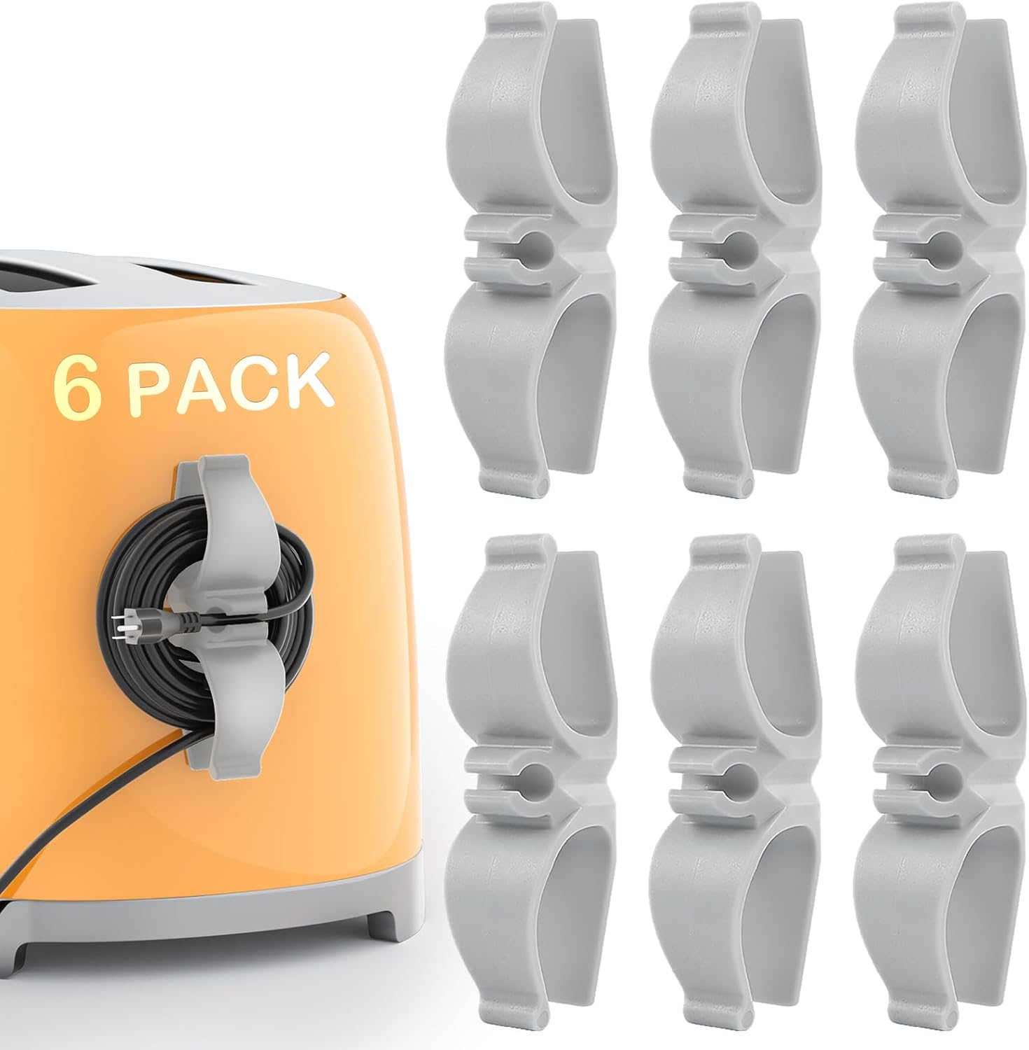 Cord Organizer for Kitchen Appliances-6 Pack, Appliance Cord Organizer Stick on, Small Kitchen Appliances Cord Keeper, Adhesive Cord Holder, Cord Winder for Pressure Cooker, Stand Mixer...