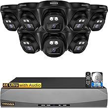 (4K/8.0 Megapixel & 130° Ultra Wide-Angle) with Audio PoE Dome Outdoor Home Security Camera System, Wired Outdoor Surveillance IP Cameras System