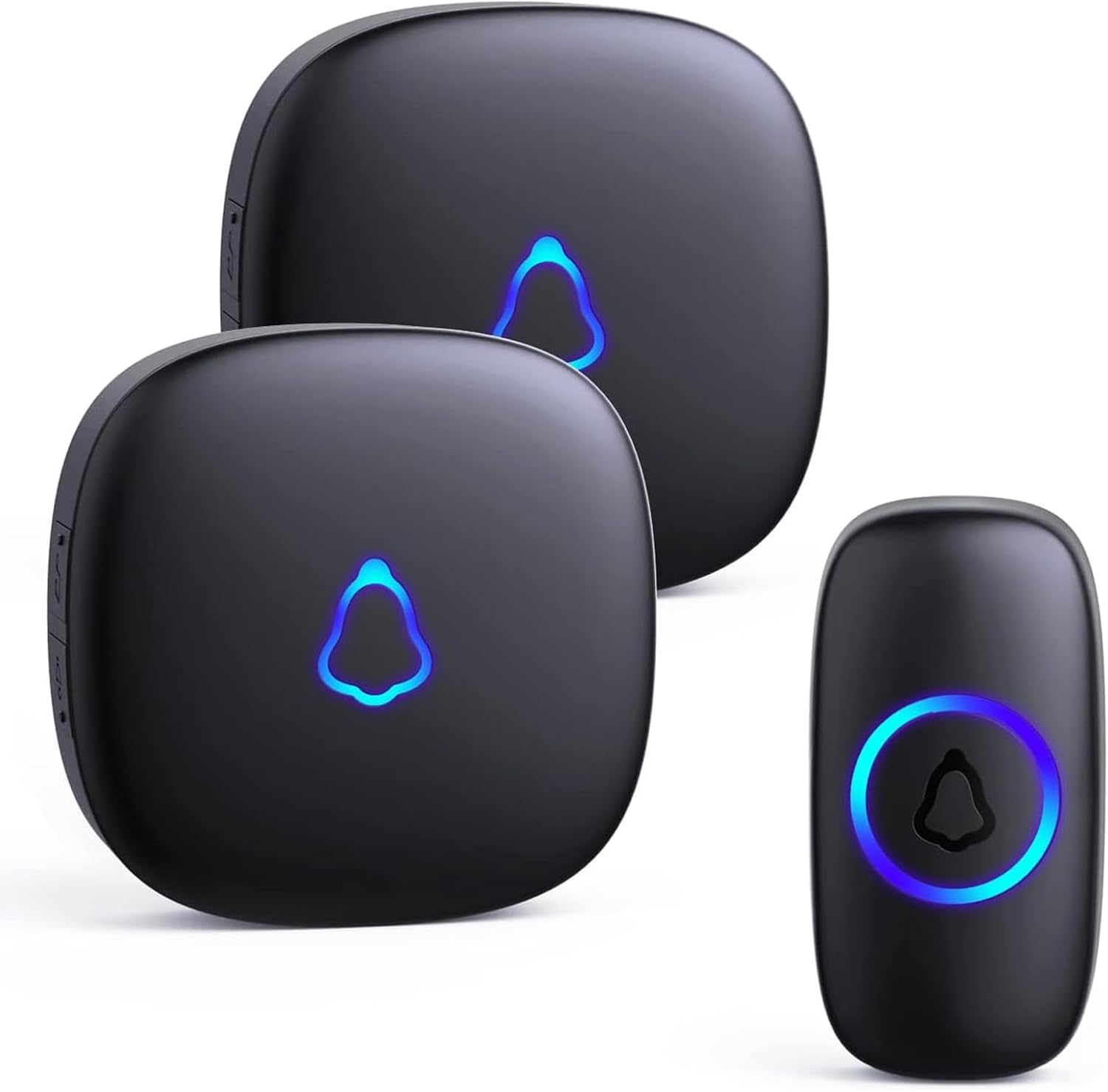 SECRUI Wireless Doorbell, 2 Plug in Door Bells 1 Push Button Electric Cordless Chime IP55 Waterproof Battery Operated, 1000ft Long Range with 58 Melodie 5 Volume Easy Install for Home, Flat, Classroom