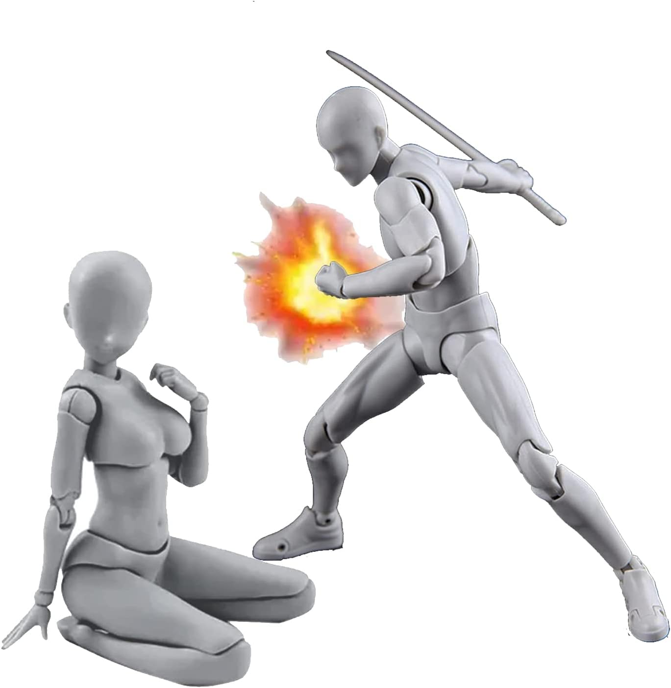 JIVIMOCO PVC Model with Box Drawing Figure Models for Artists(Female+Male,Grey)