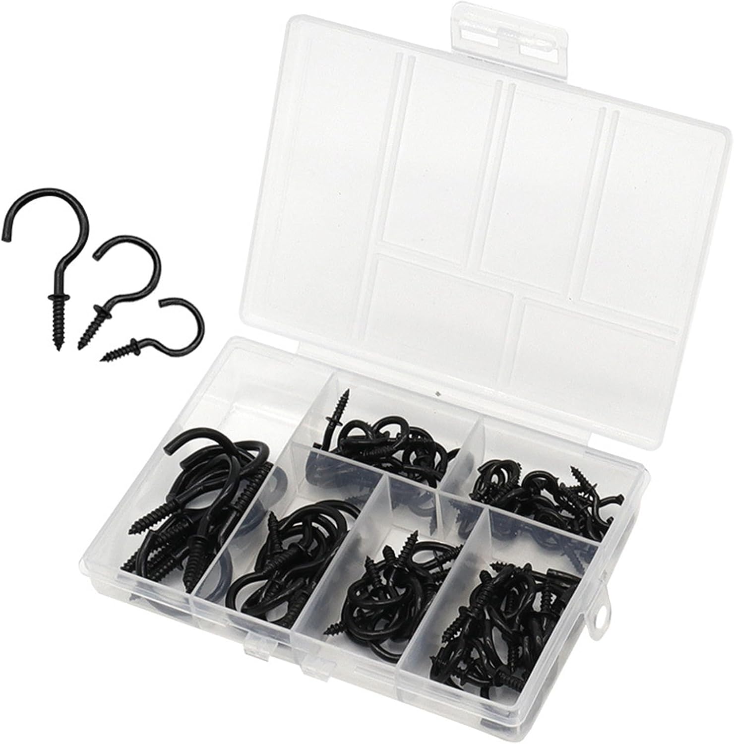 75 Pcs Heavy Duty Screw Hooks Kit - 6 Sizes Multi-Purpose Hanging Hooks for Mug, Cup, Ceiling, Kitchen, Garden, and Home Organization