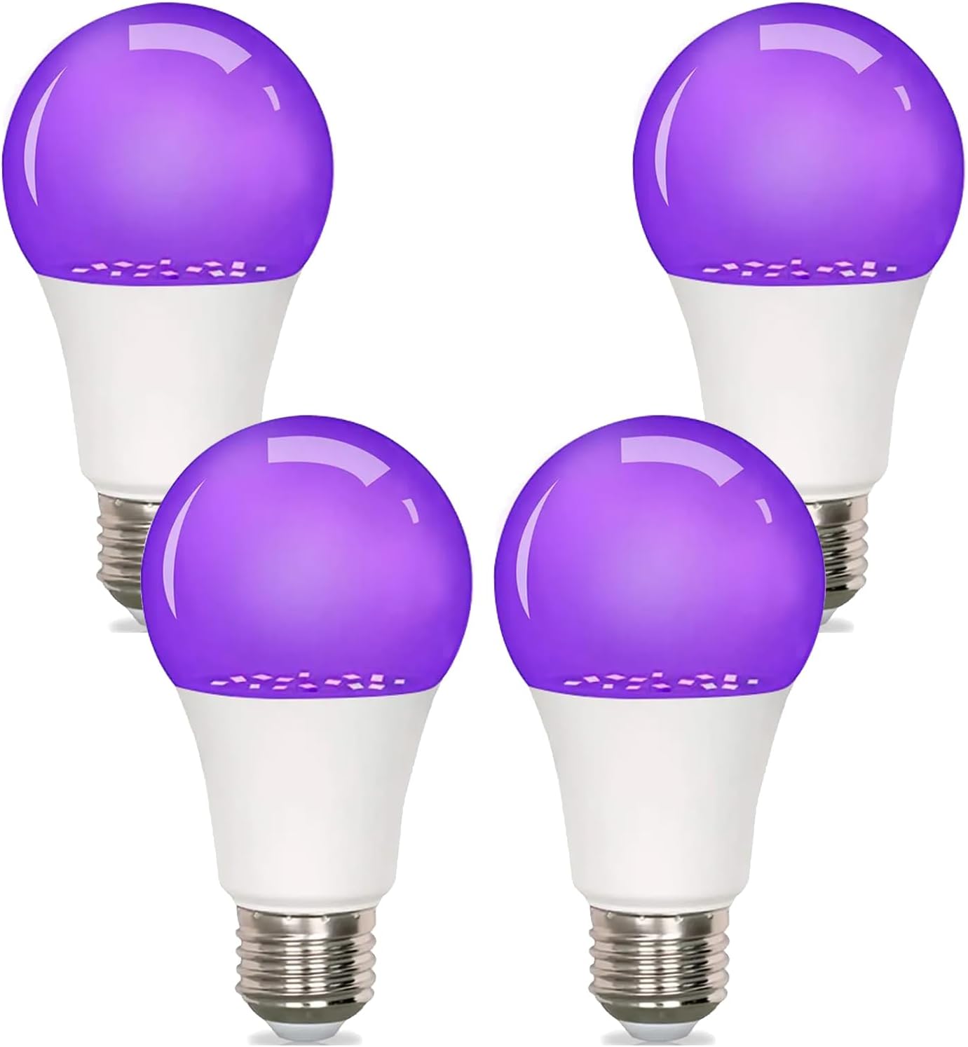 4 Pack LED Black Light Bulb 9W, A19,E26 Base,Party Glow Decor, Non-Dimmable