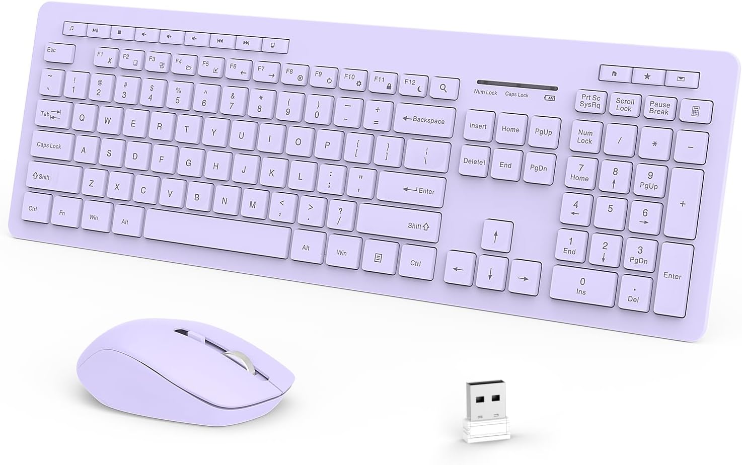 seenda Wireless Keyboard and Mouse Combo, 2.4GHz Wireless Quiet Keyboard Mouse with USB Receiver, Full Size Cute Wireless Keyboard Mouse Set for Windows Laptop Computer Desktop, Purple