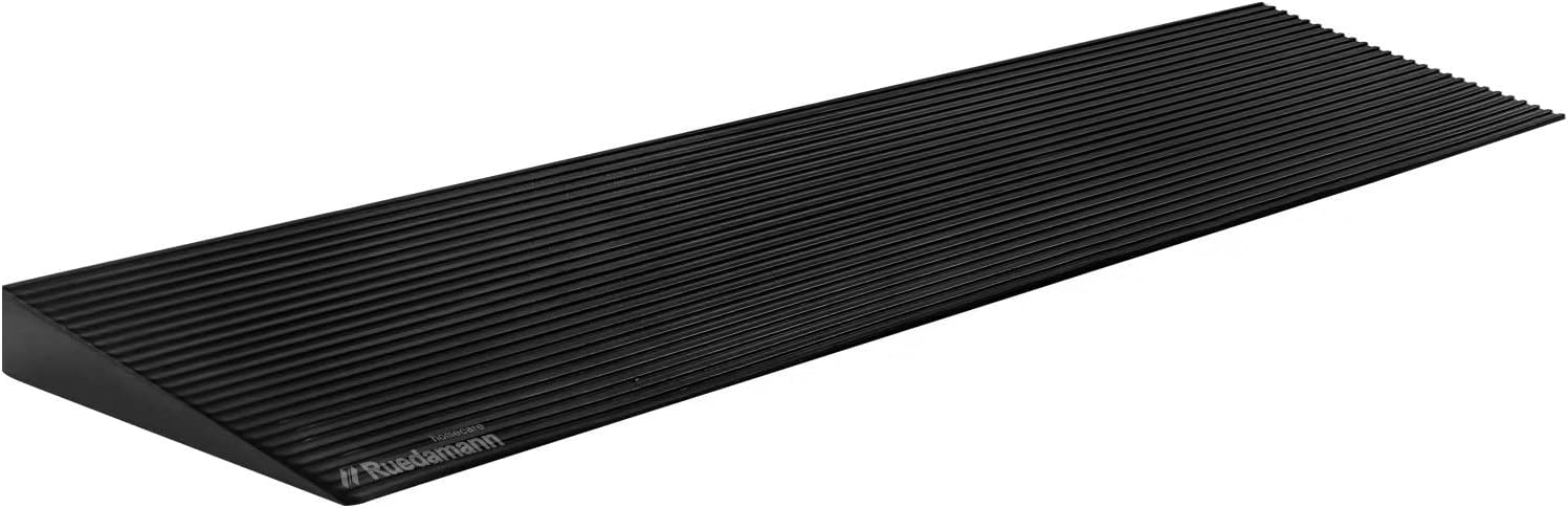 Ruedamann 1.4" Rise Threshold Ramp,1500 LBS Capacity, 35.4" Wide Natural Rubber Power Wheelchair Ramp Scooter, Non-Slip Solid Rubber Threshold Ramp for Doorways,Driveways,Bathroom,Cuttable