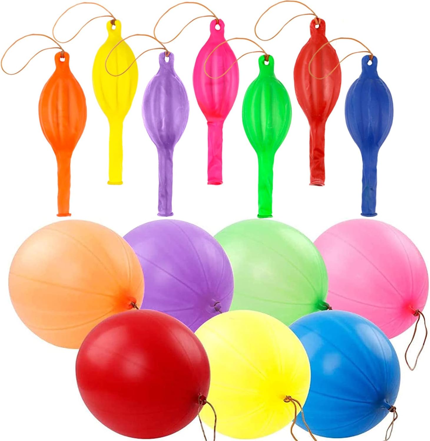 RUBFAC 36 Punch Balloons Punching Balloon Heavy Duty Party Favors For Kids, Bouncy Balls with Rubber Band Handle for Birthday Party, Goodie Bag