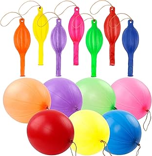 RUBFAC 36 Punch Balloons Punching Balloon Heavy Duty Party Favors For Kids, Bouncy Balls with Rubber Band Handle for Birthday Party, Goodie Bag