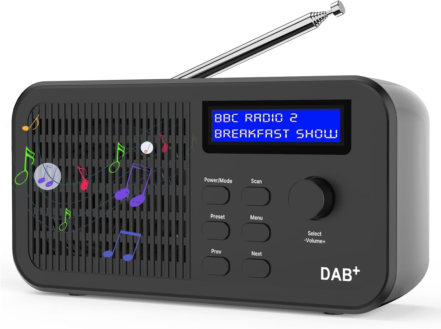 OiDiPi Portable DAB Radios, DAB+ FM Radio, Digital Radios, USB Rechargeable Battery Powered, Small Radio with LCD Display, 15 Hours Running Time, 40 Preset Stations, 3.5 mm Headphone Jack(Black)