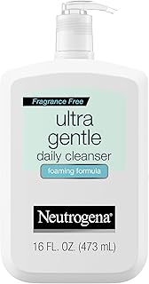 Neutrogena Fragrance Free Ultra Gentle Foaming Daily Cleanser, Hydrating Face Wash for Sensitive Skin, Removes Makeup & Gently Cleanses Without Over Drying, Hypoallergenic, 16 fl. oz