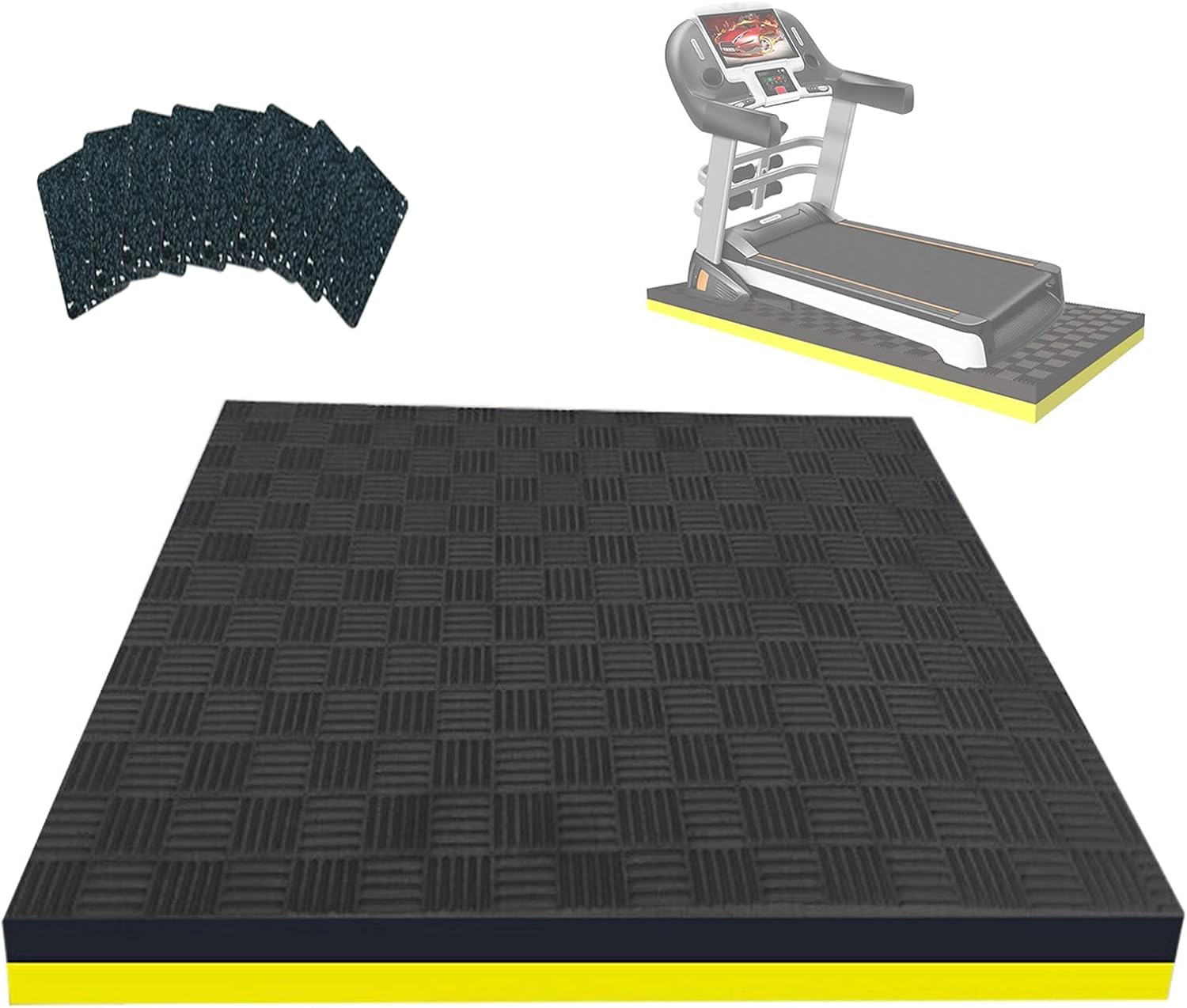 MNBVH Heavy Duty Exercise Equipment Mat, 170x80x2.5 cm, Black+yellow, Vibration and Noise Reduction, Exercise Mat, Floor Mat