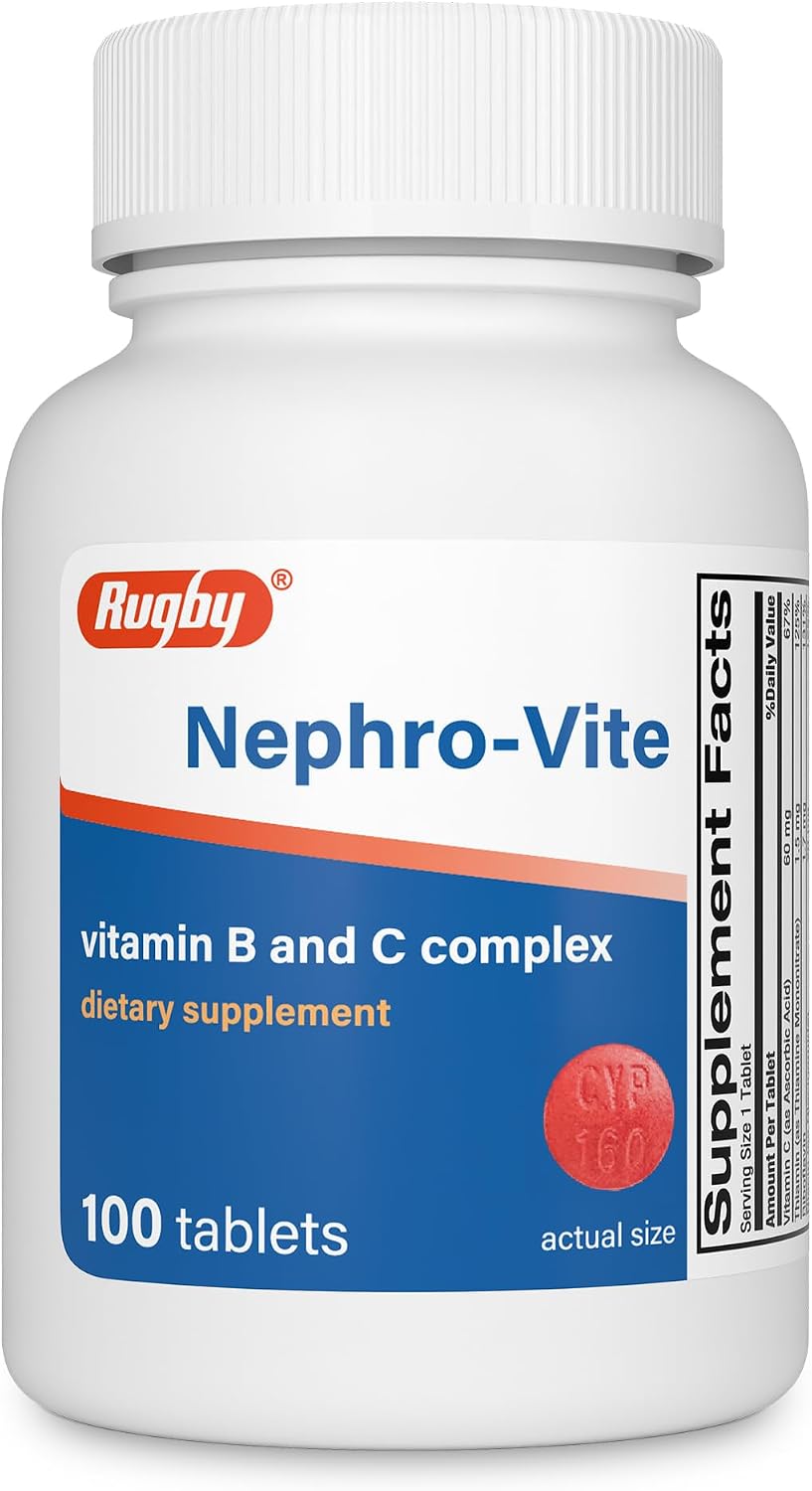 Rugby Nephro-Vite Vitamin B and C Complex, 100 Tablets (1-Pack)
