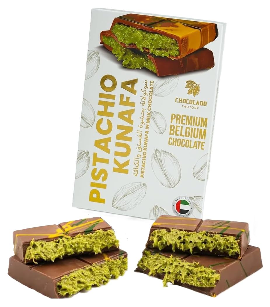 Chocolado Dubai Chocolate Kunafa Pistachio (The Original), 6.53oz - 185 grams - Imported from DUBAI UAE, Ideal Gift for all Occasions, 100% Original Taste!
