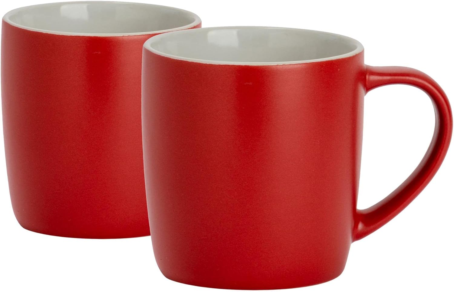 Argon Tableware Coloured Coffee Mugs - Matte Red - 350ml - Pack of 2 - Matt Ceramic Stoneware Latte Cappuccino Cups Hot Chocolate Cups Colourful Mug Set with Handle