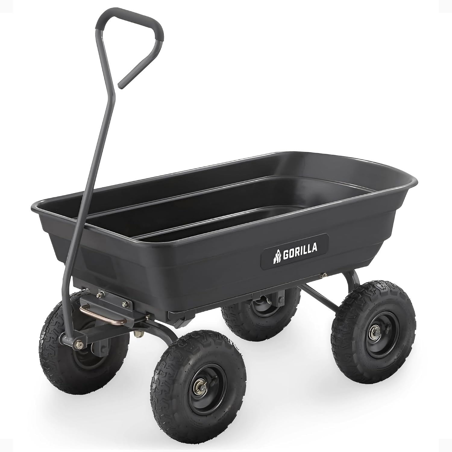 Gorilla Carts 600 lb Poly Garden Dump Cart, 4 Cu Ft Wagon, Quick-Release