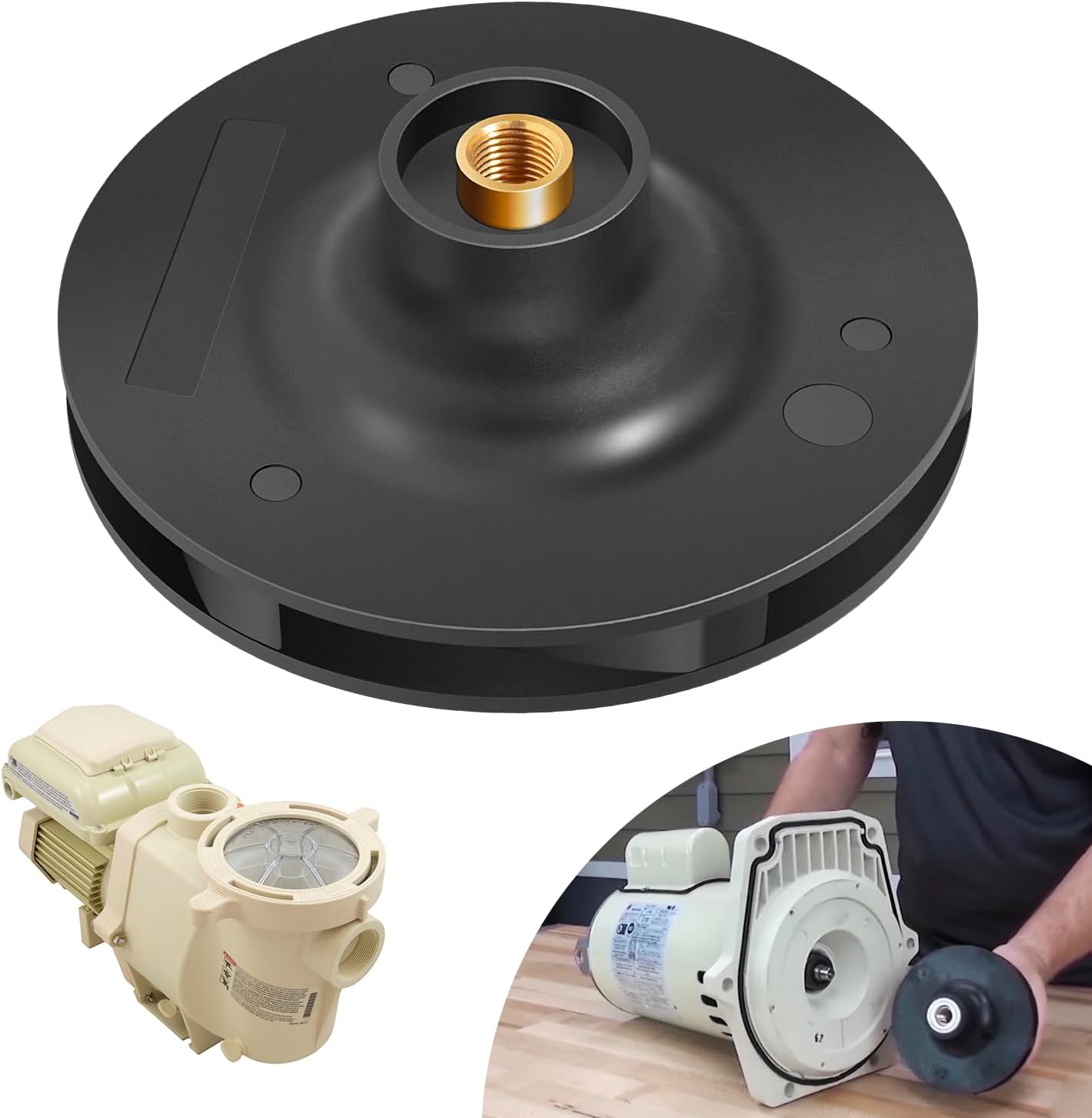 073131 Upgraded Pump Impeller Replacement Fit for Pentair 3 HP WhisperFlo Pump Impeller for Pool and Spa Pump, Black