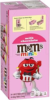 M&M'S Valentine's Milk Chocolate MINIS Size Candy 1.08-Ounce Tube (Pack of 24)