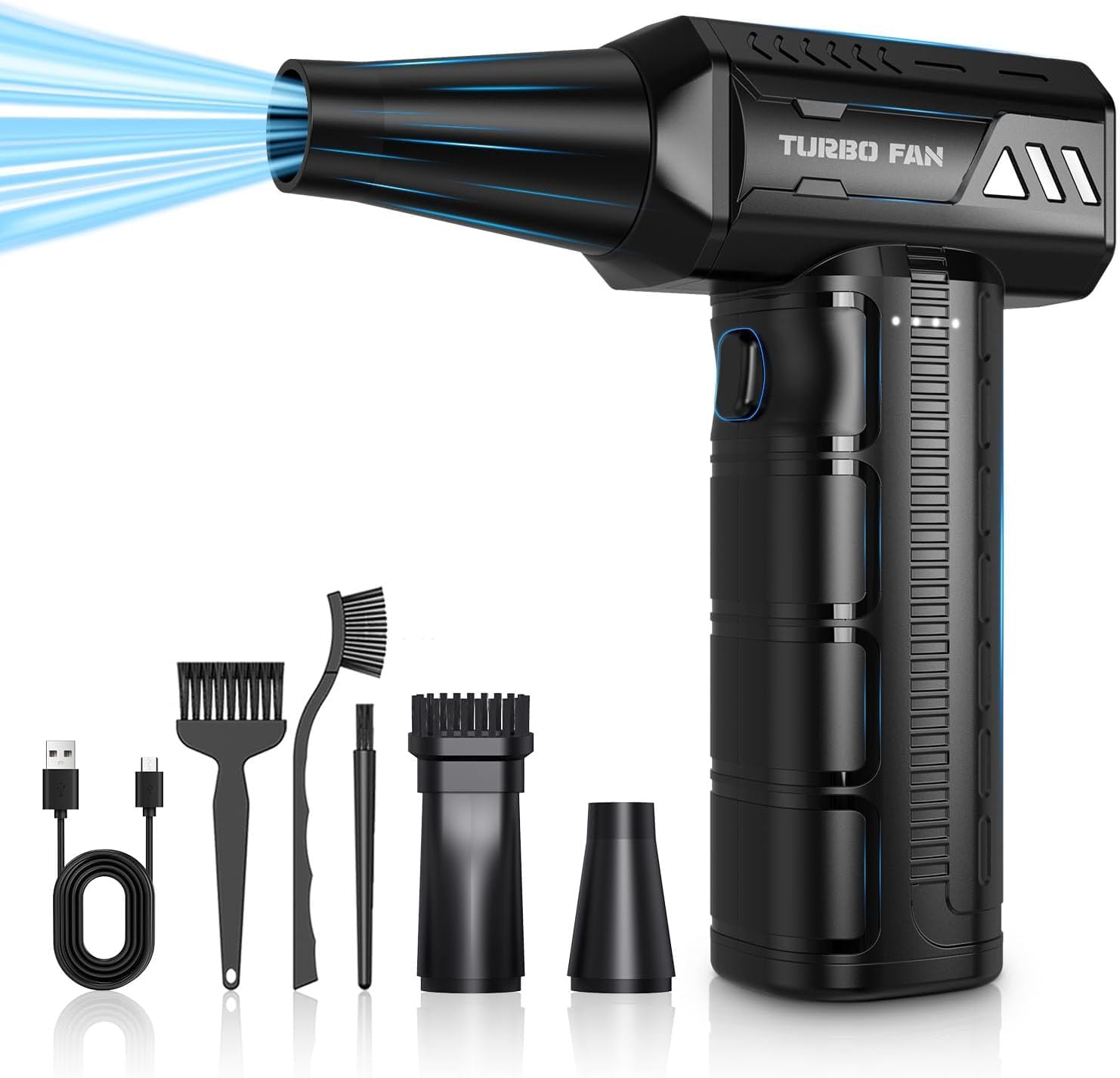 Compressed Air Duster,180000RPM Super Power Cordless Electric Air Duster,7500mAH Rechargeable Brushless Motor Blower,3-Gear Adjustable Turbo Fan Duster Blower for Computer,Car,Outdoor and House
