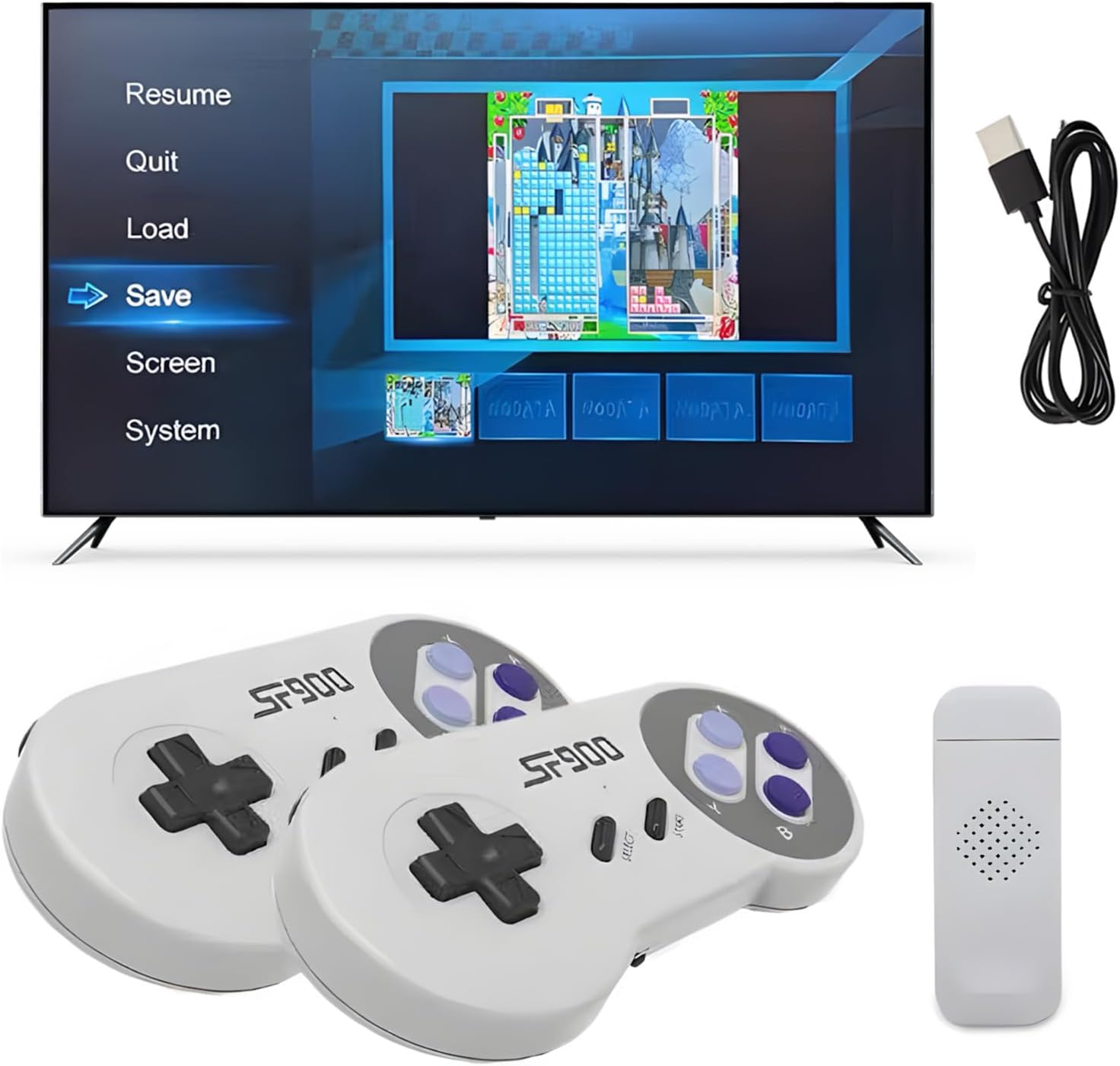 Retro Game Console, 2.4G Wireless Controller Rechargeable USB Gamepad Joystick, TV Game Console Built in 5000 Games, Plug & Play Retro Games Console Video Games for Adults Kids