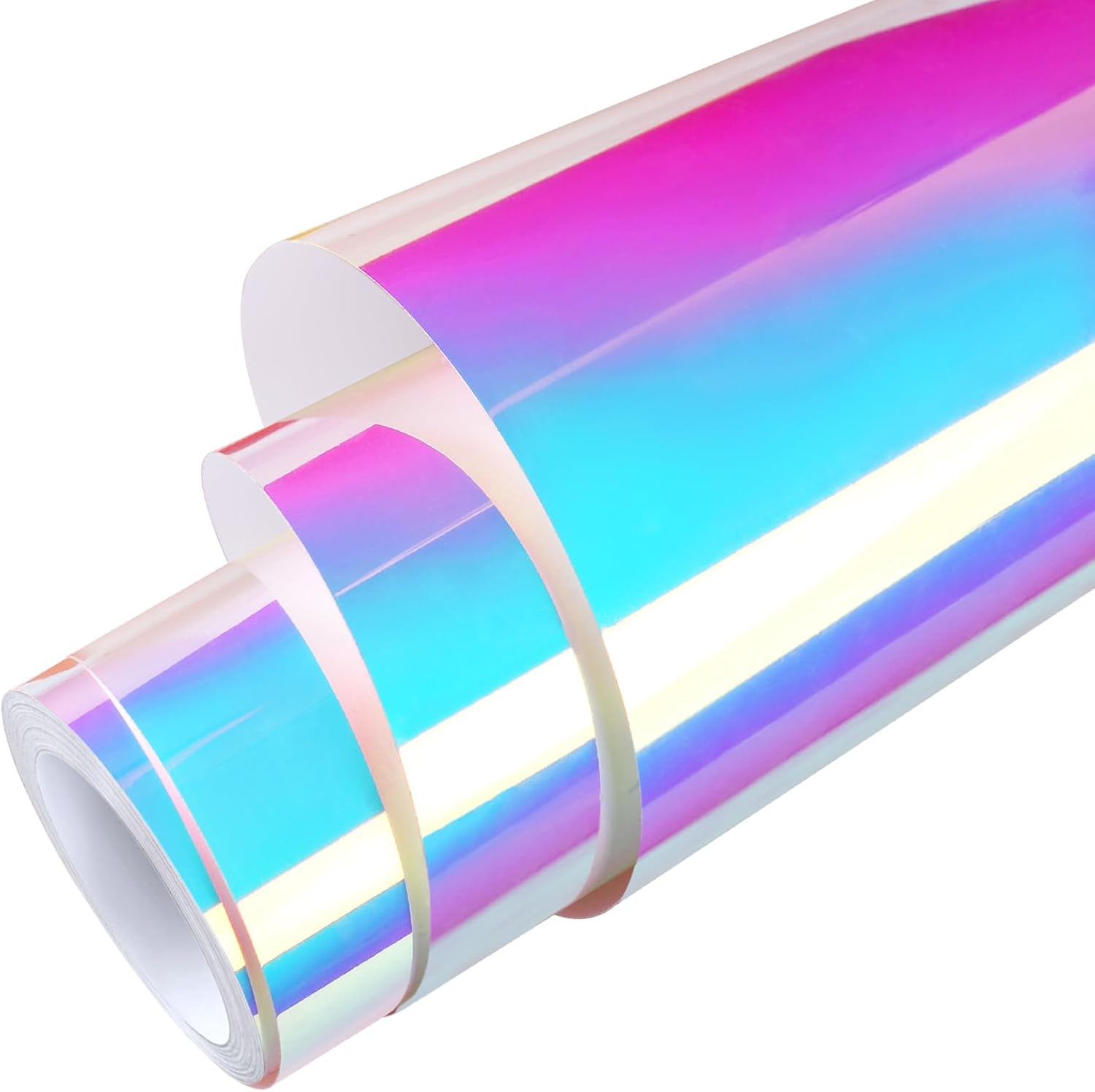 WRAPXPERT Holographic Permanent Vinyl,12" x8ft Iridescent Vinyl Opal White,Color Shift Chrome Adhesive Vinyl Easy to Peel and Transfer for Crafts,Lettering