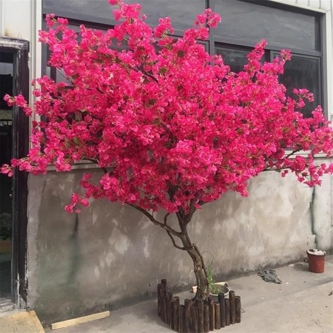 Artificial Blossom Trees，Artificial Cherry Blossom Tree, Tall Faux Silk Plant ， for Stunning Indoor/Outdoor Decor - Beautiful Faux Bougainvillea Flower Simulation