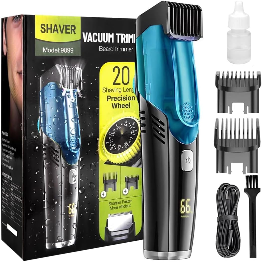 Vacuum Beard and Stubble Trimmer, Vacuum Beard Trimmer for Men, Beard Trimmer Men Rechargeable mit Adjustable Comb, Mens Beard Trimmers Vacuum Beard Trimmer for Mustache, Sideburns, Facial Hair.