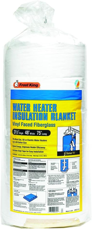 Frost King SP57/11C All Season Water Heater Insulation Blanket, 3” Thick x 48” x 75”, R10