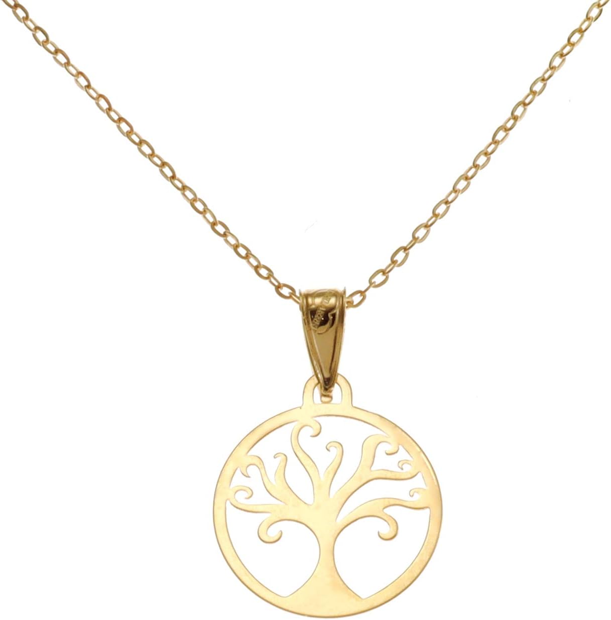 Alexander Castle Extra Small 9ct Gold Tree of Life Pendant Necklace for Women Girls Teens - Yggdrasil Crann Bethadh with 16" Gold Chain & Jewellery Gift Box - 9mm