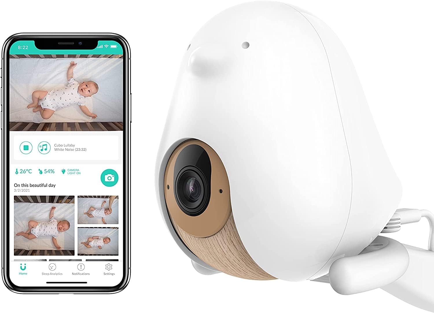 CuboAi Plus Smart Baby Monitor: Sleep Safety Alerts for Covered Face, Danger Zone & Sleep Analytics - 1080p HD Night Vision Camera, 2 Way Audio, Cry & Temperature Detection (Incl. 3 Stand Options)