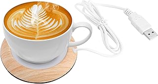Wood Grain Electric Portable Cup Warmer Plate & Coffee Warmer & Mug Warmer with USB Cable for Office/Home/Travel Use, Suitable for Stainless Steel Cup, Ceramic Cup, Glass Cup, etc(Light Wood Grain)