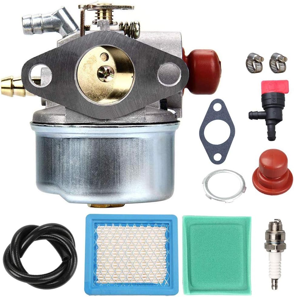 LIYYOO 640025A Carburetor + Air Filter Tune Up Kit for Tecumseh 640135A 640004 640014 640025 640017 640117 640104 OHH50 OHH55 OHH60 OHH65 5.5HP Engine Lawn Mower Pressure Washer Snow Thrower Carb