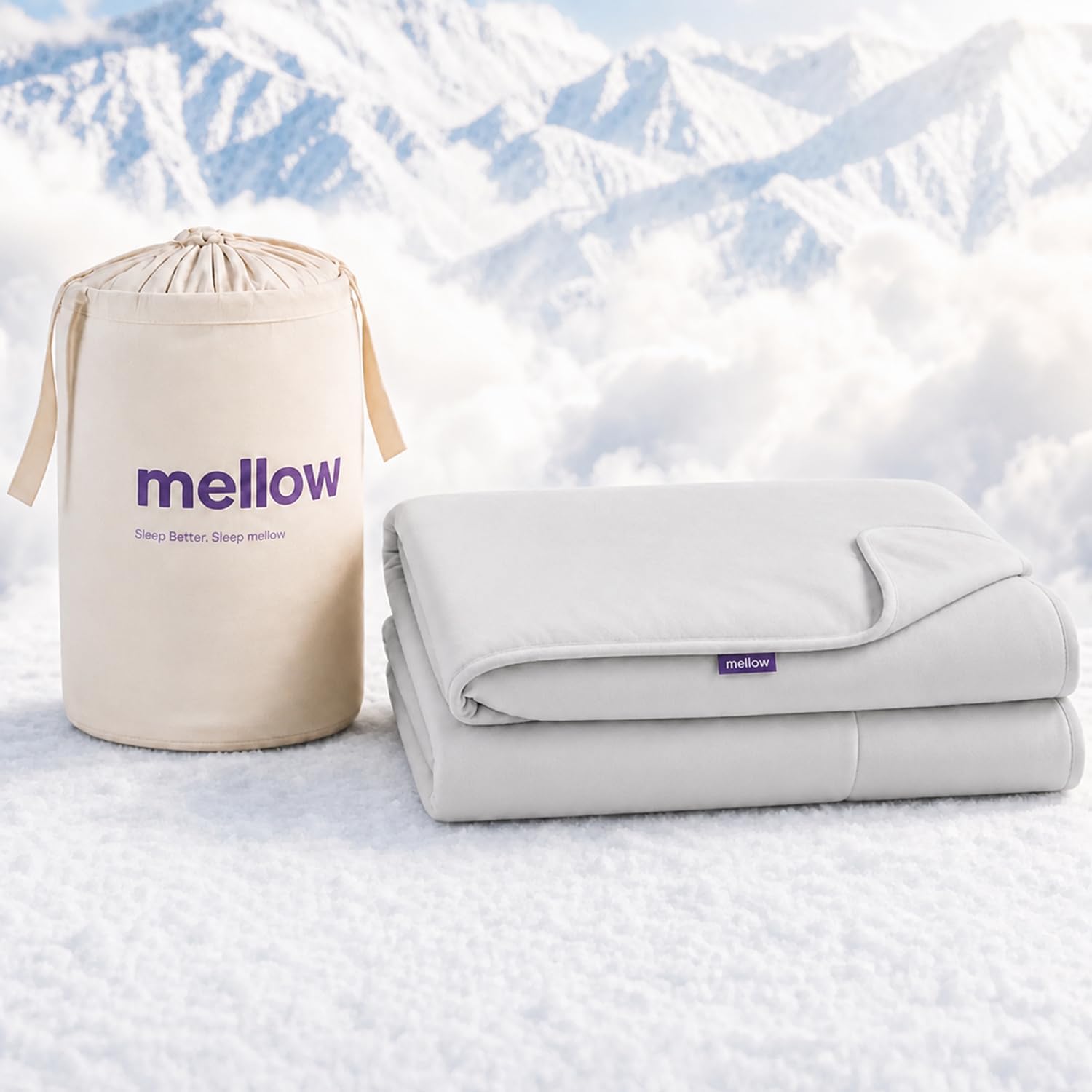 Mellow Cloud Cold Cooling Comforter for Hot Sleepers, Built-in Duvet, Gray | Dual-Sided Arctic Silk & CloudKnit, Lightweight Summer Quilt, Machine Washable, King/Cal King, Machine Washable (Grey