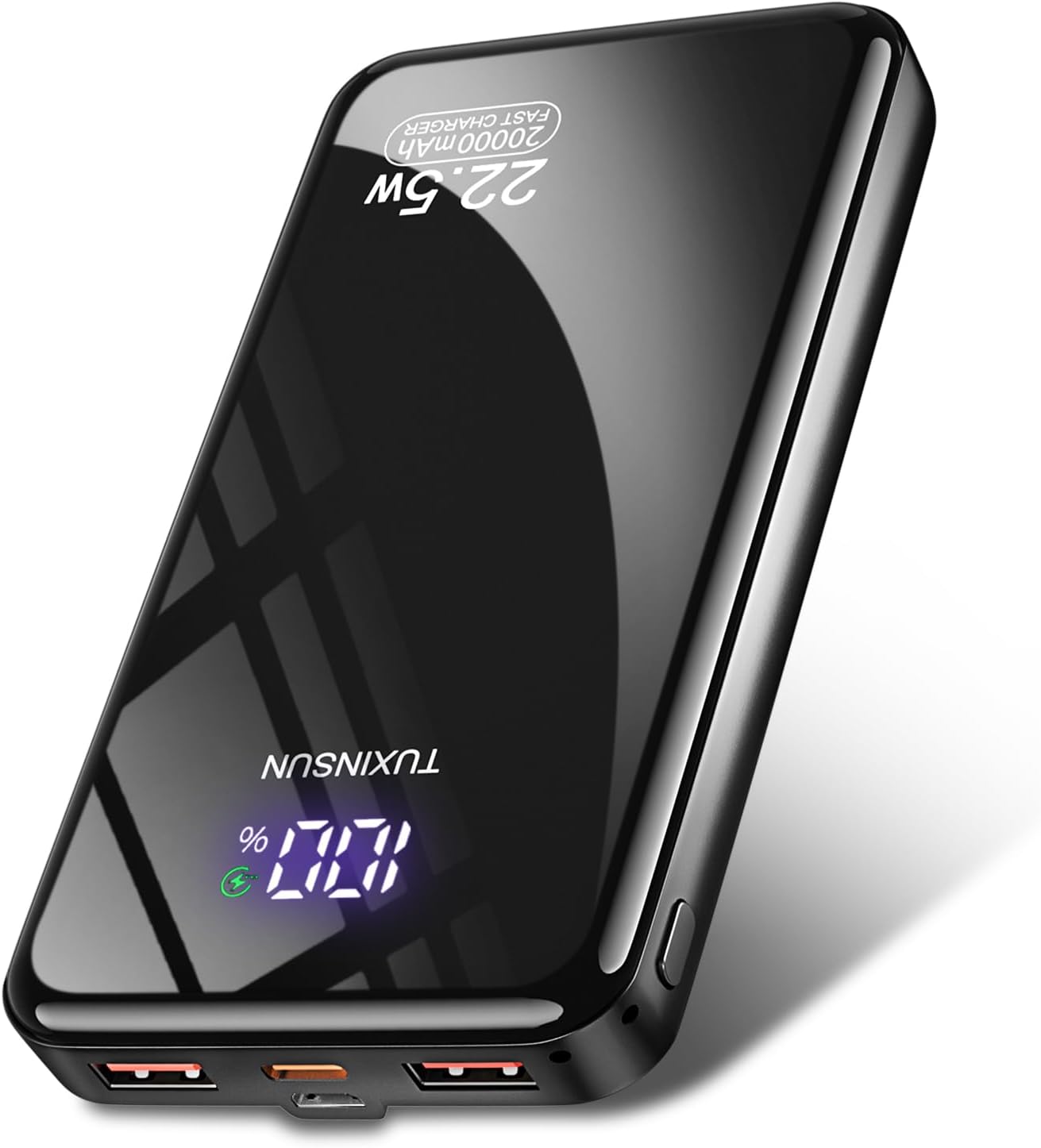 Power Bank 20000mAh, PD3.0 QC4.0 22.5W Fast Charging PD20W USB C PowerBank Portable Charger With LCD Display 3 Outputs & 2 Inputs For Smartphones and Camping (black2)