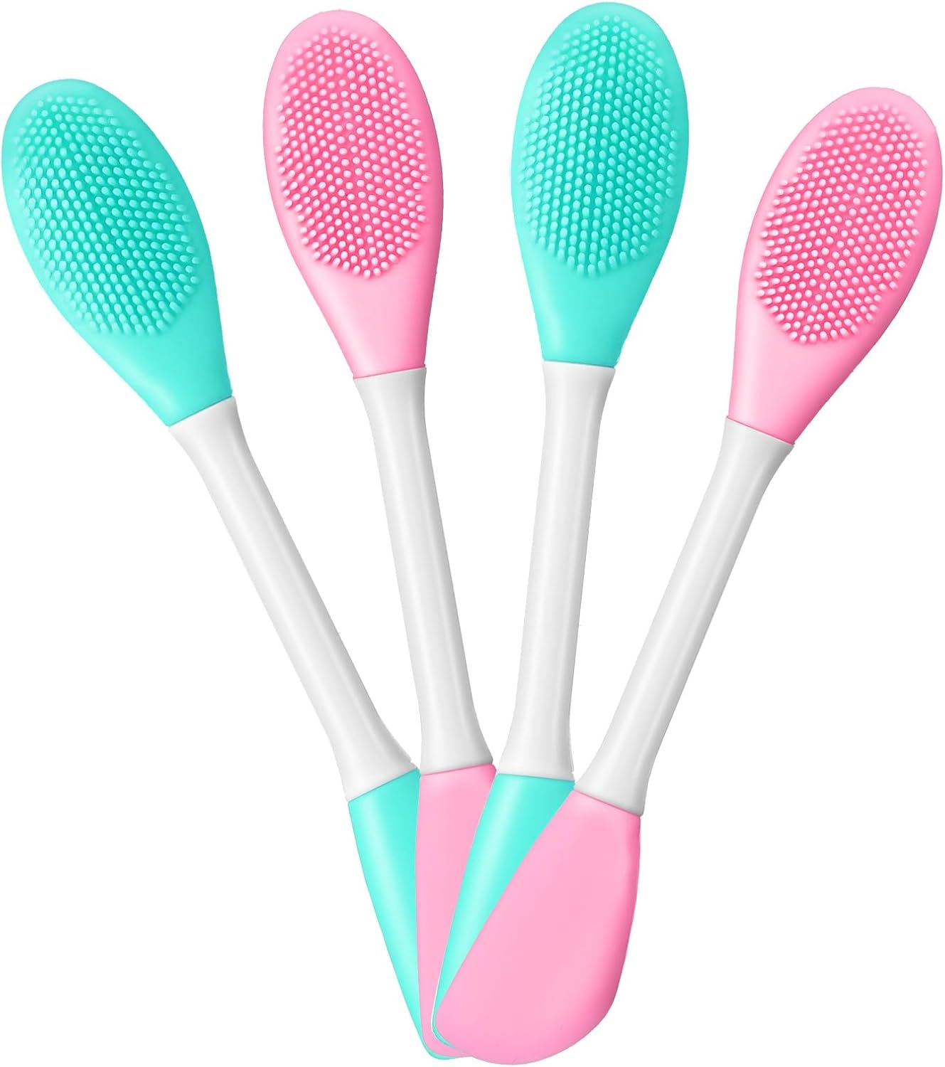 4 Pcs Silicone Face Scrubber, 2 in 1 Premium Facial Cleansing Brush for Deep Pore Cleaning, Exfoliation & Face Mask Application – Reusable & Gentle Face Scrub Brush