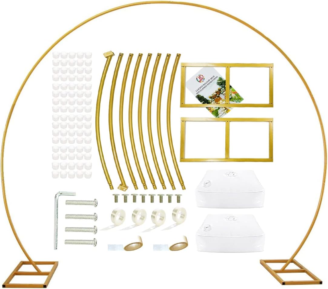 LANGXUN 9.5ft Large Size Metal Circle Balloon Arch Stand Decoration, Arch Frame for Birthday Wedding Graduation Decorations and Event Party Supplies, Baby Shower Photo Background