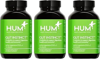 HUM Gut Instinct, Daily Probiotics for Digestive Health for Women and Men - Lactobacillus + Bifidobacterium Strains for Bloating, Immune Support + Healthy Gut Diversity (90-Count)