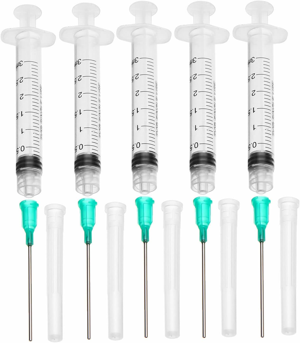 Dispensers Applicator Syringes Set, 5 Pack 3ml Dispensing Syringes With Dispensing Needles and Caps for DIY Quilling, Acrylic Painting, Oiler Bottle, Craft, Artwork Hobbies