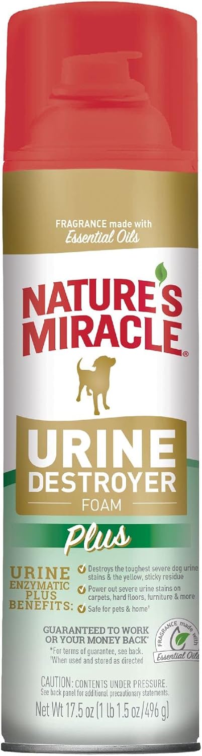 Nature's Miracle Dog Urine Destroyer Plus Foam, Enzymatic Cleaner, 17.5 oz