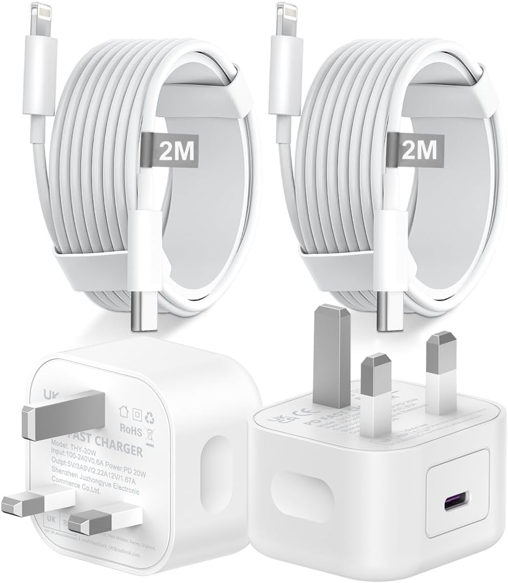 Apple Fast Charger Plug and cable for iPhone, Nebwoak [MFi Certified] 2Pack 20W PD USB C Power Adapter Wall Charging Plug with 2M Lightning to USB C Cable Compatible iPhone14 Pro/13/12/11/X/8/iPad