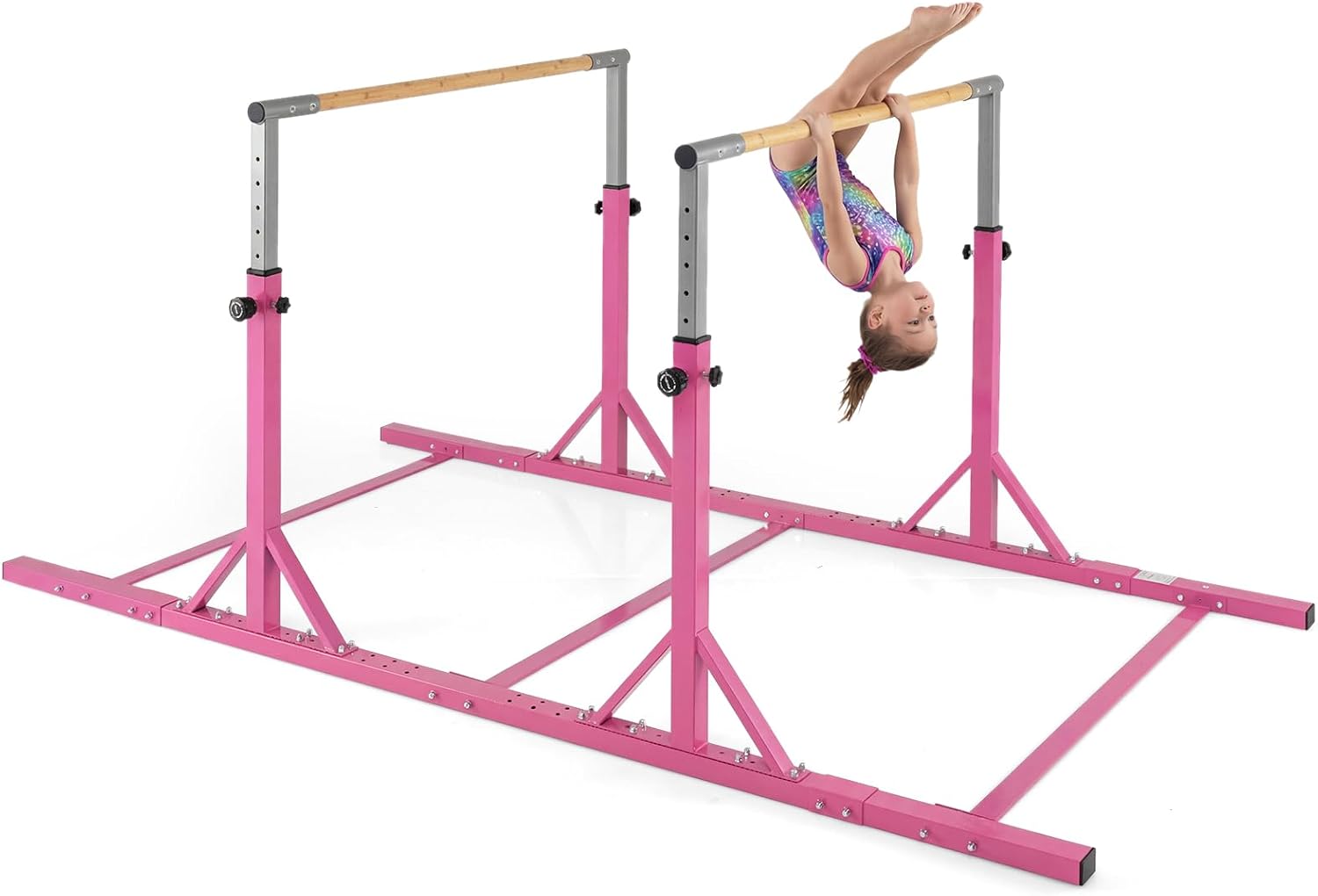 Goplus Double Horizontal Bars, Junior Gymnastic Parallel Bars with 13-Level 33"-57" Adjustable Heights & 6-Level Adjustable Width, 350 LBS Capacity for Indoor Outdoor Training