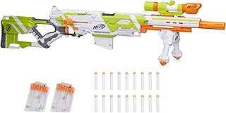 NERF Longstrike Modulus Toy Blaster with Barrel Extension, Bipod, Scopes, 18 Elite Darts & 3 Six-Clips (Amazon Exclusive)