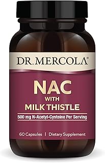 Dr. Mercola NAC with Milk Thistle, 30 Servings (60 Capsules), 500 mg N-Acetyl-Cysteine Per Serving, Dietary Supplement, Supports Normal Detoxification Processes, Non-GMO