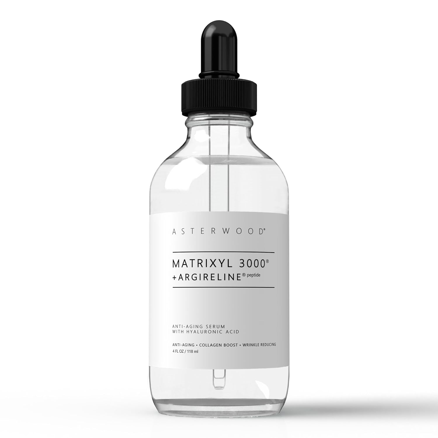 Asterwood Matrixyl 3000 + Argireline Serum with Hyaluronic Acid - Anti-Aging and Anti-Wrinkle - Not Your Ordinary Peptides Serum For Face, 118ml/4 oz